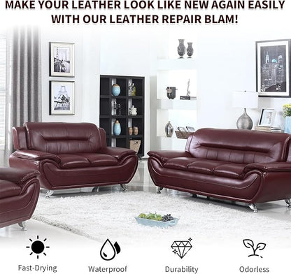 Maroon Leather Recoloring Balm,Leather Couch Scratch/Stain Remover,Leather Repair kit for Vinyl Furniture and Car Interior,Leather Dye Paint for Scratched and Faded Leather Couches