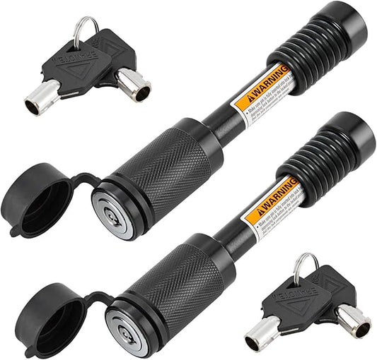 METOWARE Trailer Hitch Locks Receiver Lock Keyed Alike Fits Class III IV 2" 2-1/2" Receiver with 5/8" Dia 3-1/2” Long Pin and Anti-Rattle Rubber O-Rings, for Trailer Truck Car Boat (2 Pack)