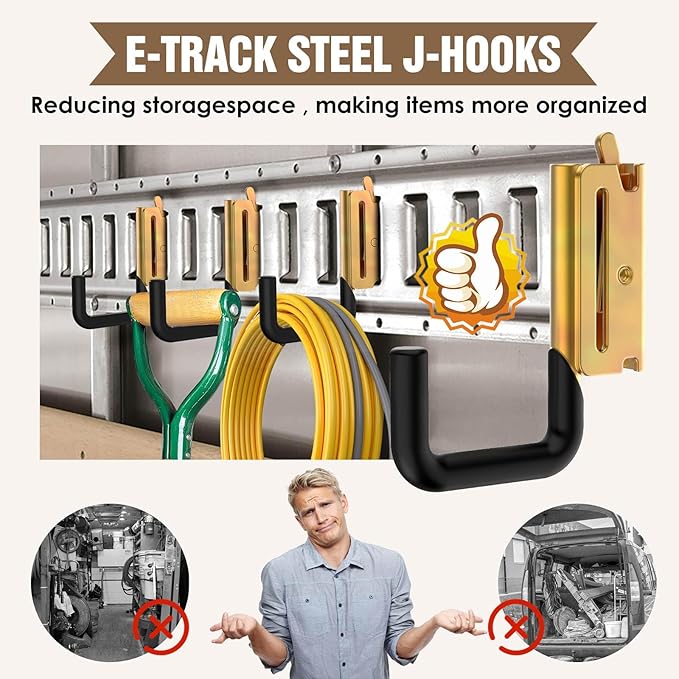 E Track Hook E Track Accessories ，E Track Accessories for Enclosed Trailer The dip molding Process is More Rust Resistant (8PCS E Track J Hooks)