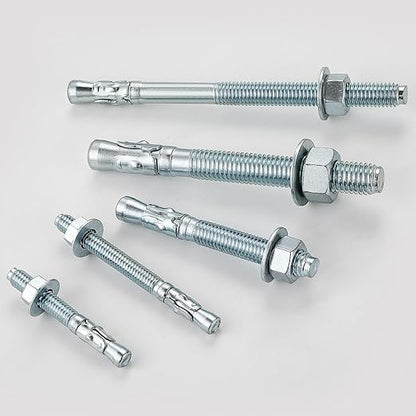 1/2x8 10Pcs Inch Standard Fasteners for Heavy-Duty Zinc Wedge Anchors for Cement and Concrete