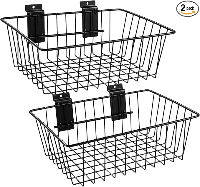Polmart Heavy Duty Slatwall Basket, 2-Pack
