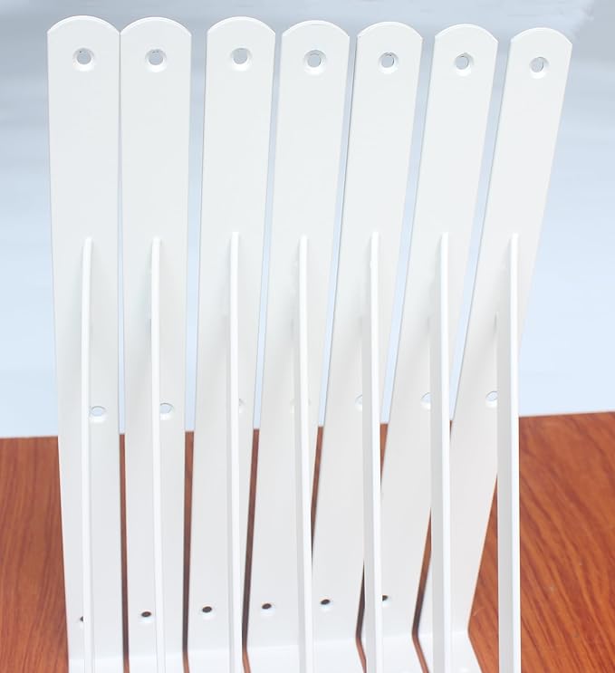 8 Pack L12 x H 8" White Heavy Duty Shelf Brackets with Screws Metal Shelf Brackets Shelf Support Angle Brackets for Shelves L Brackets Heavy Duty Floating Shelf