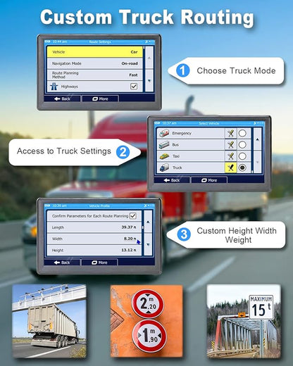 N800 GPS Navigator for Car with Bluetooth, 7” Truck GPS Commercial Drivers, 2025 Maps (Free Lifetime Updates), Semi Trucker GPS Navigation Systems, Custom Truck Routing