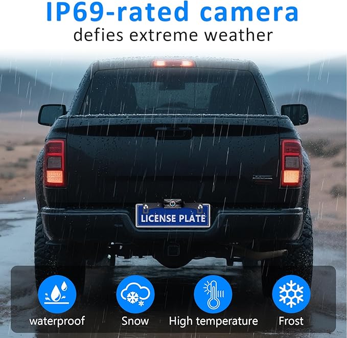 Wireless Backup Camera for Trucks - 7 Inch Monitor, HD 1080P, Color Night Vision, 2 Channels, IP69 Waterproof Backup Camera for Pickups, Cars - Easy Install for Towing & Parking