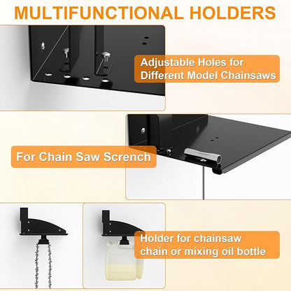 Chainsaw Holder, Chainsaw Wall Mount Compatible with Stihl MS250, MS251, MS170, MS171, MS172 Heavy Duty Chainsaw Rack Garage Storage Holder Chain Saw Display, Black