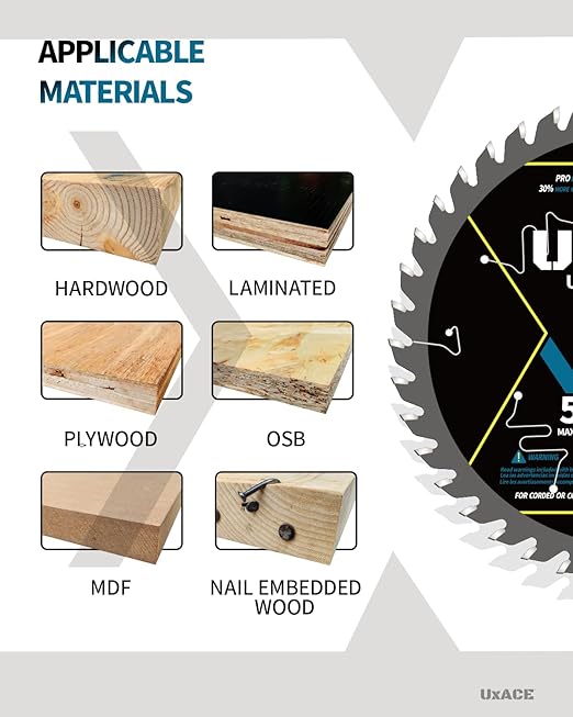 5-1/2-Inch 40-Tooth Circular Saw Blade with 10 mm Arbor, Ultra Finish Wood Cutting, Carbide Tip, Thin Kerf, for Plywood, MDF, OSB, Laminated, 2 Pack