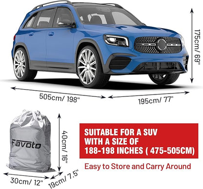 Favoto SUV Car Cover Waterproof - Custom Fit for Jeep Grand Cherokee (1992-2021) All Weather for Automobiles Outdoor with Reflective Stripe Snow Sun Dust UV Protection Full Exterior Cover