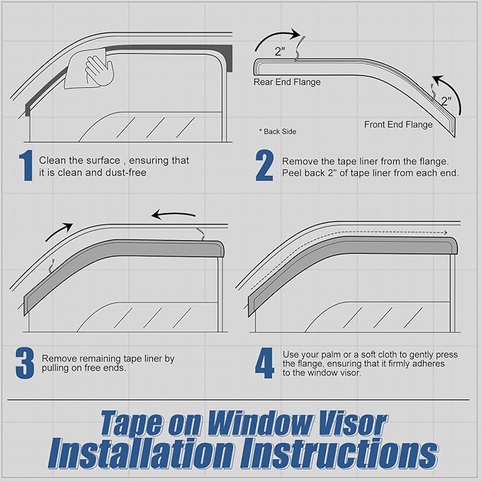 Auto Dynasty 2Pcs Carbon Fiber Pattern Window Visors Compatible with 2000-2007 Chevy Monte Carlo, Tape-On Front Window Deflectors Rain Guards Side Vent Shade, Glossy Black