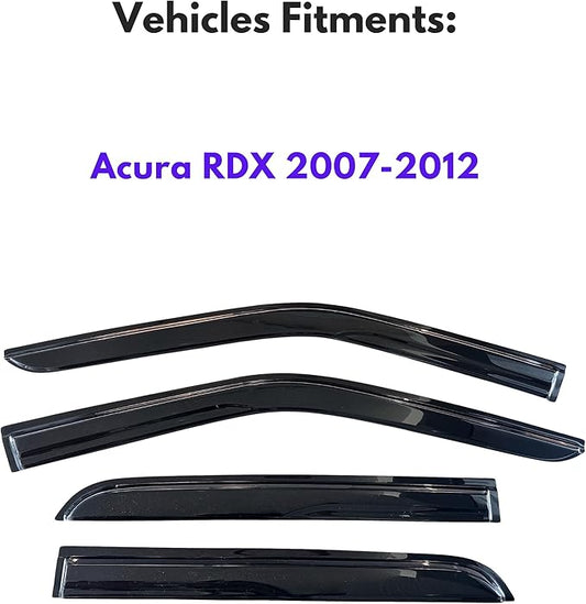 KPY Window Visor Compatible with Acura RDX 2007-2012, 4PC Rain Guard Side Window Vent Deflectors Tape-On Mugen Style, 2007 2008 2009 2010 2011 2012