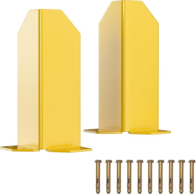 Nisorpa Pallet Rack Post Protectors, 12" Pallet Racking Guards with Hardware L Shape Safety Yellow Pallet Edge Protectors Set of 2