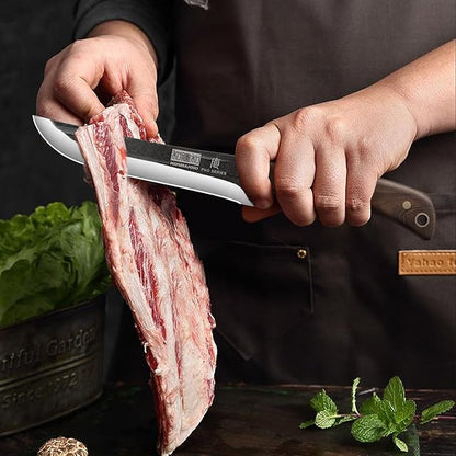 Butcher Knife Set, Hand Forged Butcher Chef Knife Set with Roll Bag, Sharp Meat Cleaver Knife & Bone Chopper Knives & Fillet Knives for Home & Camping & BBQ Gift for Men