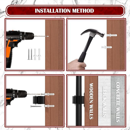 3-H Broom Holder Wall Mount 8 Pack, Mop and Broom Holder for Garage Garden Shed Storage System Laundry Room Home Kitchen Organization (Black)