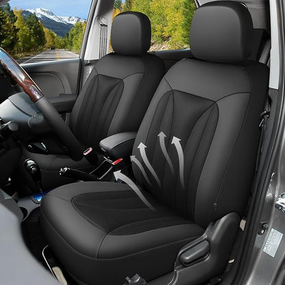 GIANT PANDA Fit Kia Sportage Forte Telluride Sorento Seltos Soul K5 NIRO Carnival Front Car Seat Cover, 3D Air Mesh Breathable Seat Protector, Black(2-Pack)