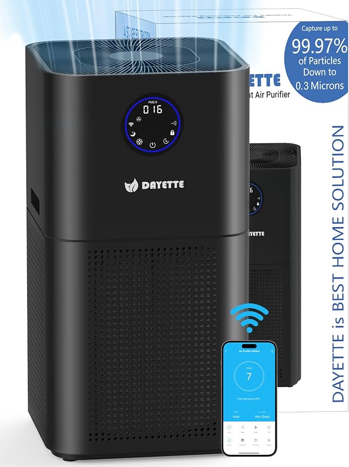 4000ft² Air Purifiers for Home Large Room, Smart WIFI Air Purifiers APP & Alexa Control Air Cleaner, H13 Ture HEPA Filter for Pet Dander Smoke Dust, 22dB Sleep Mode for Bedroom (AP404 WIFI）