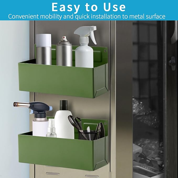 Magnetic Aerosol Spray Can Holder, Magnet Toolbox Bottle Holder, Tool Box Storage Rack for Garage and Home, Craft Workspace, Mechanic Paint Bottle Can Organizer, Green, 3"x8.3"