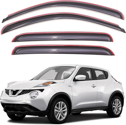 KPY Window Visor Compatible with Nissan Juke 2011-2017, 4PC Rain Guard Side Window Vent Deflectors in-Channel Style, 2011 2012 2013 2014 2015 2016 2017