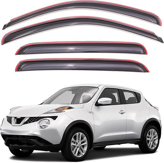 KPY Window Visor Compatible with Nissan Juke 2011-2017, 4PC Rain Guard Side Window Vent Deflectors in-Channel Style, 2011 2012 2013 2014 2015 2016 2017