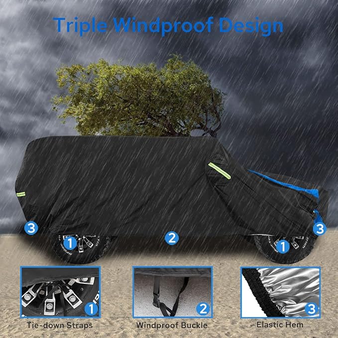 Avecrew for Jeep Wrangler Cover Waterproof 4 Door, All Weather for Jeep Rain Cover for Automobiles, Outdoor Full Exterior for Jeep Covers Fits JK JL TJ YJ CJ
