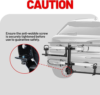 Hitch Mount Bike Rack with Ramp, 200 LB Capacity fits Cars, SUVs, RVs, Trailers, Trucks with 2 Inch Receiver
