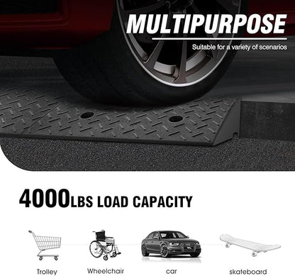 DNA MOTORING 6.9" Rise Rubber Curb Ramp Heavy Duty Loading Driveway Ramp Threshold Ramp 39 in L x 19.5 in W x 6.9 in H for Loading Dock, Warehouse, Wheelchair, Motorcycles, Cars, TOOLS-00653