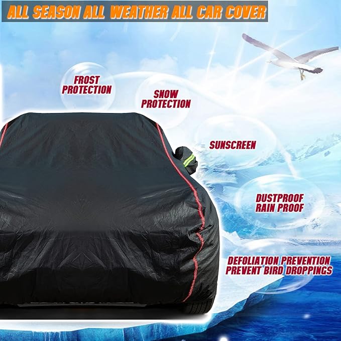 Breathable New Material, Waterproof Car Cover, Locks and Zipper Doors, Sunscreen Waterproof UV Prevention Snowproof Wind and Windproof,Suitable for Indoor Outdoor,for SUV (up to 180") B10