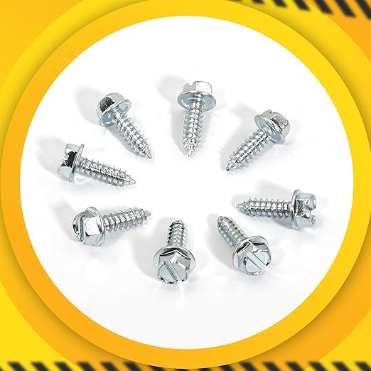 【Upgraded】 100 Pcs License Plate Mounting Screws for Car Dealers #14 x 3/4" Slotted Hex Head License Plate Bolts with Rustproof Finish, Car License Plate Screws for License Plates Frames