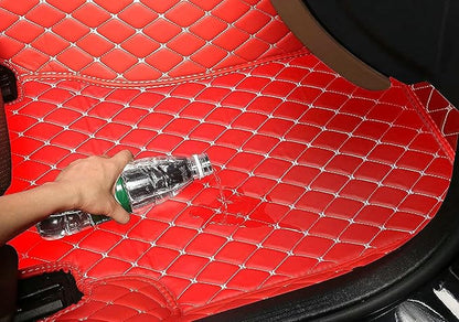 Custom Artificial Leather Waterproof All-Weather Car Floor Mats Fit for 99% Sedan SUV Sports Car Vehicle Car Mat (Light Brown)