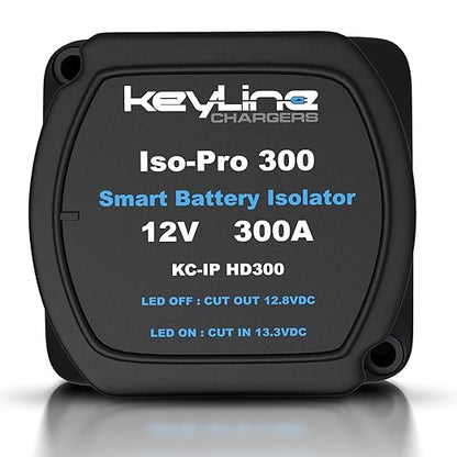Dual Battery Isolator Heavy Duty 300 AMP 1000 AMP Peak Voltage Sensitive Relay VSR for 12 Volt Systems - Works with All Batteries Types Including Lithium and LiFePO4