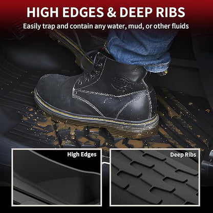 LASFIT Floor Mats Fit for Lincoln Continental 2020 2019 2018 2017, All Weather Floor Liner TPE Custom Fit Car Mats for Lincoln Continental 1st & 2nd Row Rubber Mats, Black,Tasteless