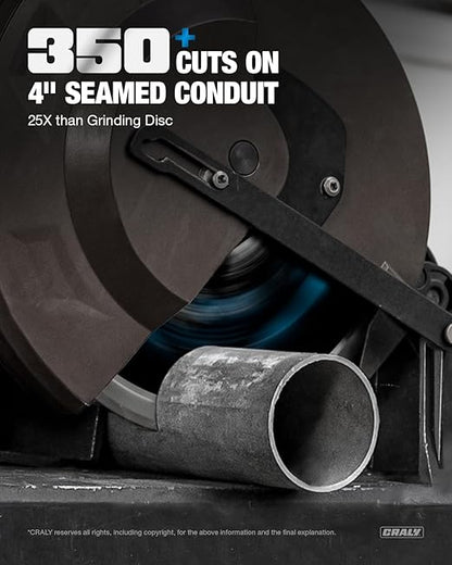 CRALY 14 Inch 66 Teeth Steel and Ferrous Metal Cutting Circular Saw Blade, 1 Inch Arbor, Thin Kerf, Professional Cermet Carbide Tipped Blade for Angle Iron, Threaded Rod, EMT Conduit(C1466MC)