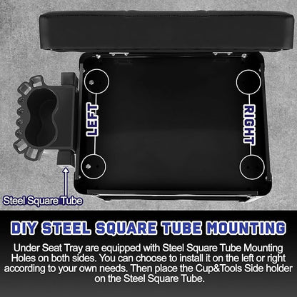 Rolling Mechanic Shop Stool with Wheels, Garage Mechanics Stool with 2 Layer Repair Tools Tray, Padded 360° Swivel Automotive Roller Creeper Seat Shop Chair, Heavy Duty, 330 LBS Capacity, Black