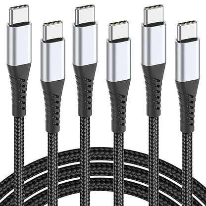 USB C to USB C Cable 3FT, 3-Pack 60W USB Type C to C Fast Charging Cable Braided 3 Foot USBC to USBC Cord for iPhone 16 15 Pro Max, Samsung Galaxy S23 S22, Moto LG, Google Pixel, iPad Air 4 (1M)