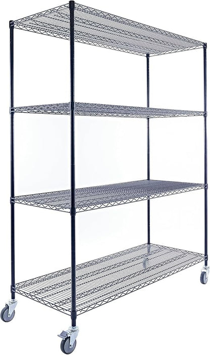 60"x24"x72" Premium Metal Steel 4-Tier Wire Shelving NSF 3200 LBS MAX Capacity Heavy Duty Storage Rack for Hospitals, Schools, Commercial Spaces, and Garages w/Premium Wheels