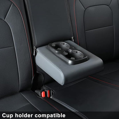 LUCKYMAN CLUB Chevy Colorado Seat Covers, fit for 2015-2022 Colorado Crew Cab Z71 LT ZR2 Work Truck with Faux Leather (Black&Red)