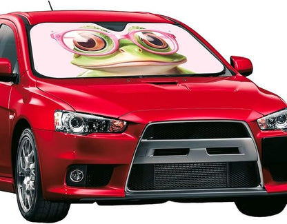 Funny Frog Car Sun Shade Windshield Sunshade Foldable Front Window Shield Cover for Truck SUV