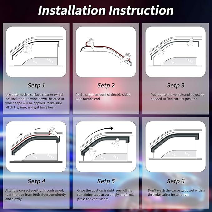 Rain Guards Side Window Visor Vent Outside Mount, 4PCS Fits for Honda Civic 4-Door Sedan 2012 2013 2014 2015