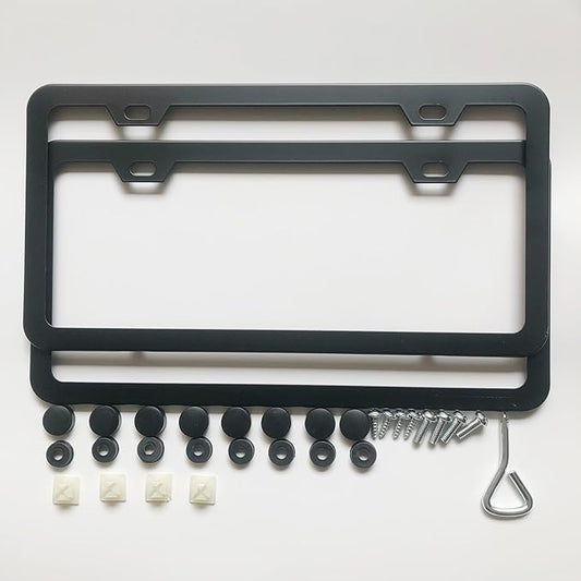 License Plate Frames,2 Packs Front Rear Car Tags,Aluminum Alloy License Plate Cover,No Rust,Water Proof,Wear Resistant,Car Accessories (Two Holes Frame)