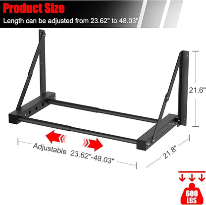 Wall Mount Folding Tire Rack, 32 to 48 Inches Wide Adjustable Tire Storage Rack, Heavy-Duty Steel Tire Storage Rack for Garage ,Workshop, Repair Shop, Supports 400 Pounds and Folds Flat