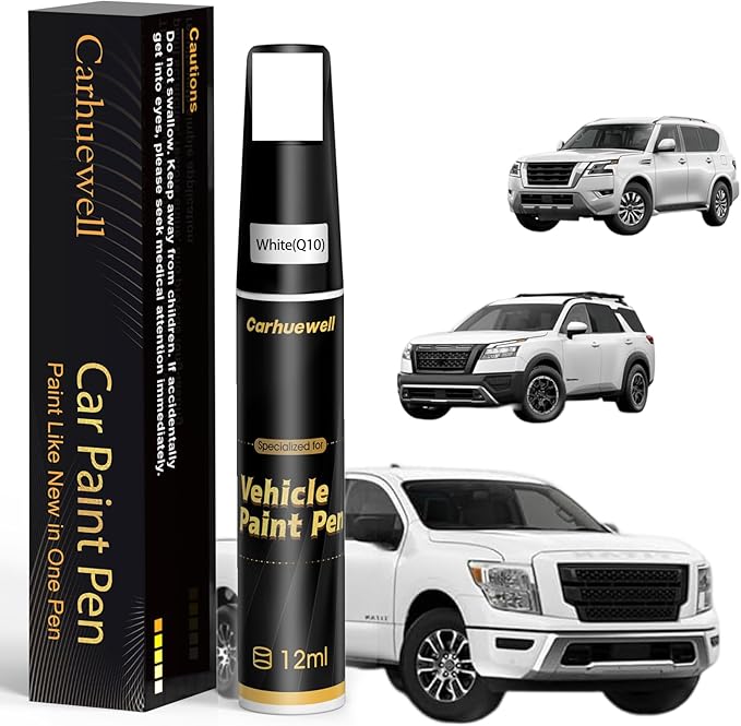 White(Q10) Touch Up Paint Compatible with Nissan, Exact Match Car Paint Pen Automotive Scratch Repair Remover Kit Quick & Easy Solution for Vehile Chips and Nicks
