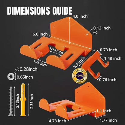 Weed Eater Hanger with Extra Hook for Harness Strap & Accessories, Heavy Duty Trimmer Rack, Wall Mount Garage Storage & Shed Organizer for Grass Trimmer, Hedge Trimmer, Leaf Blower,Multi-Purpose-1Pack