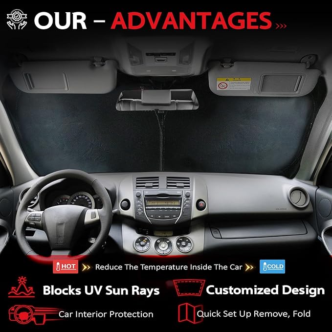 KAYZT Windshield Sun Shade for 2010-2017 Che-vrolet/Chevy Equinox Foldable Sunshade Front Window Custom Fit Car Accessories