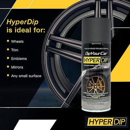 DipYourCar HyperDip Peelable Car Paint in a Can - Automotive Spray/Aerosol Auto Protection and Color for Wheels, Emblems, Mirror, and More - Frozen Black