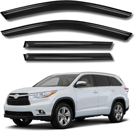 Rain Guards for Car Windows, Tape-On Window Visors Rain Guards Fit for 2014-2019 Toyota Highlander, Window Deflectors, Vent Visors for Toyota Car Accessories, 4 Pieces