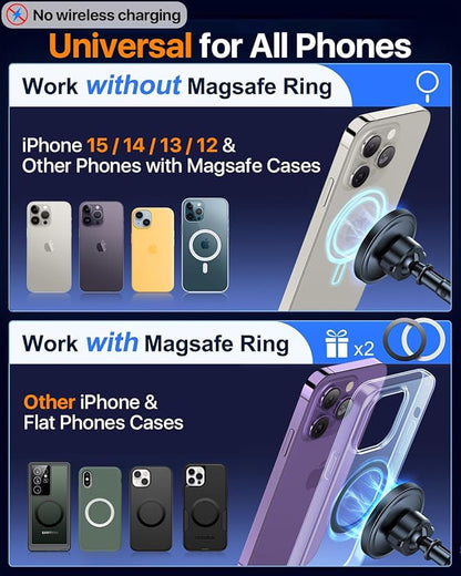 2025 Upgraded for Magsafe Car Mount [80LBS Strongest Suction & Military-Grade] Powerful Magnetic Cell Phone Holder for Car Dashboard Windshield for iPhone 16 15 14 Pro Max Mini (Dark Blue)