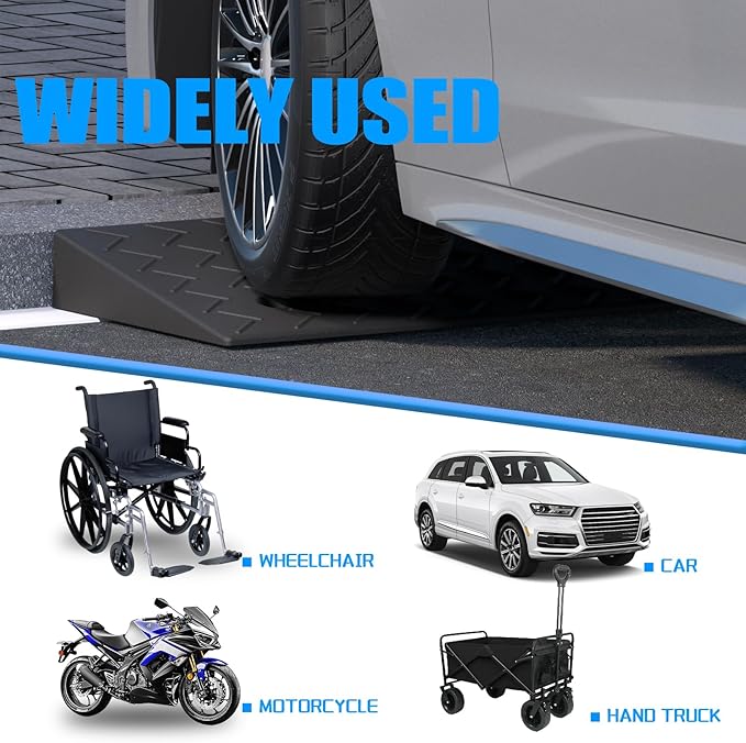 2 Pack 3.5'' Rise Rubber Curb Ramp Heavy Duty Loading Rubber Curb Ramps 3 Tons Driveway Ramp Car Slope Ramp for Loading Dock Bike Vehicle Warehouse Sidewalk Wheelchair (3.5" H)