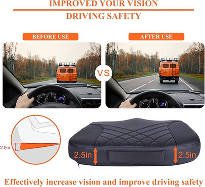 kingphenix Premium Car Seat Cushion, Memory Foam Driver Seat Cushion to Improve Driving View- Coccyx & Lower Back Pain Relief - Seat Cushion for Car, Truck, Office Chair (Black)