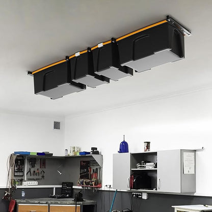Ultrawall Overhead Garage Storage Rack, Heavy Duty Ceiling Storage Rack, 26 Inch Adjustable Ceiling Bin Storage System, 5 Sets for 4 Bins