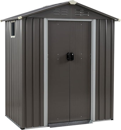 JY QAQA 5x3 FT Metal Outdoor Garden Storage Shed,Waterproof Metal Garden Sheds with Window and Lockable Double Door,Weather Resistant Steel Tool Storage House Shed forPatio,Lawn