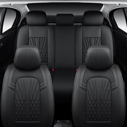 Leather Seat Covers,Car Seat Protector Waterproof,Seat Covers Full Set, Car Seat Protectors 5 Seats,Automotive Seat Covers Fit for Most Cars Black