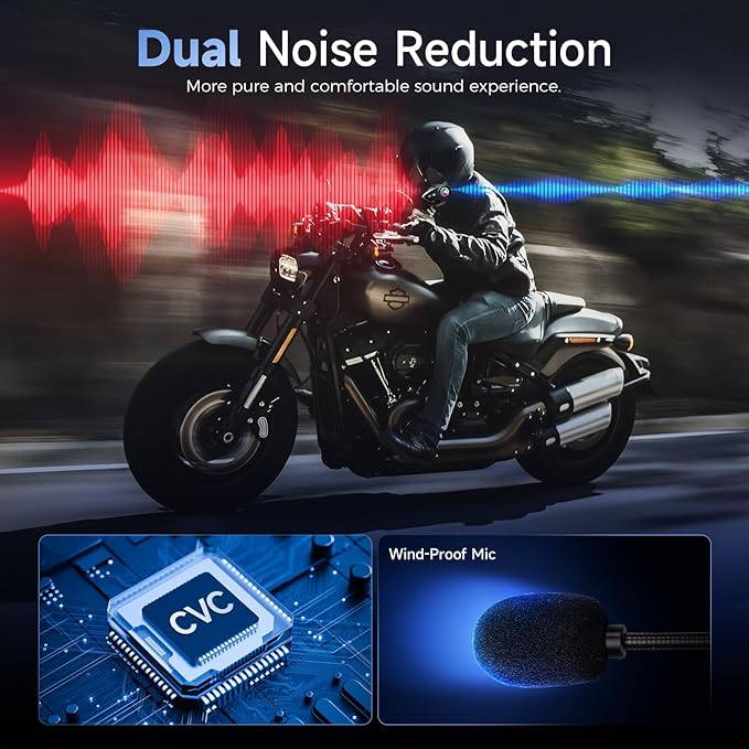Moman Motorcycle Intercom Headset, H1 1 Pack Dirt Bike Communication System AI Voice Assistant IP67 Waterproof Automatic Answer Noise Cancellation, Motorbike-Helmet-Wireless-Intercom-Headset